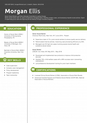 Senior-Level Social Worker Resume Example