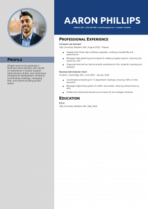 Business Administration Internship Resume Example