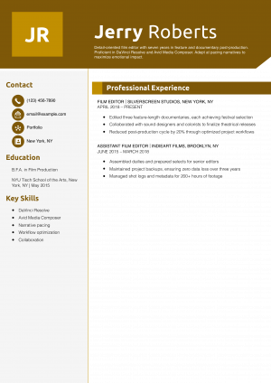 Film Editor Resume Example