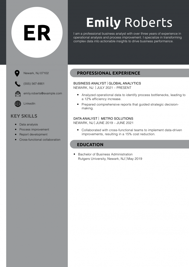 Professional Business Analyst Resume Example