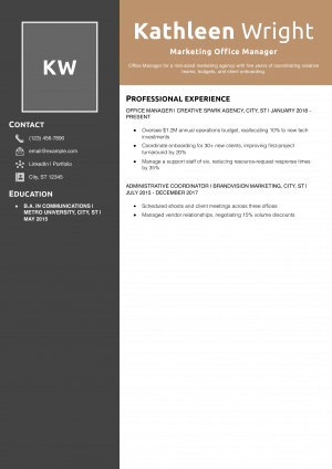 Marketing Office Manager Resume Example