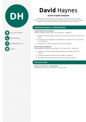 Junior Graphic Designer Resume Example