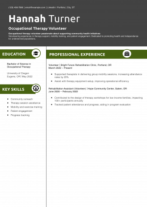 Occupational Therapy Volunteer Resume