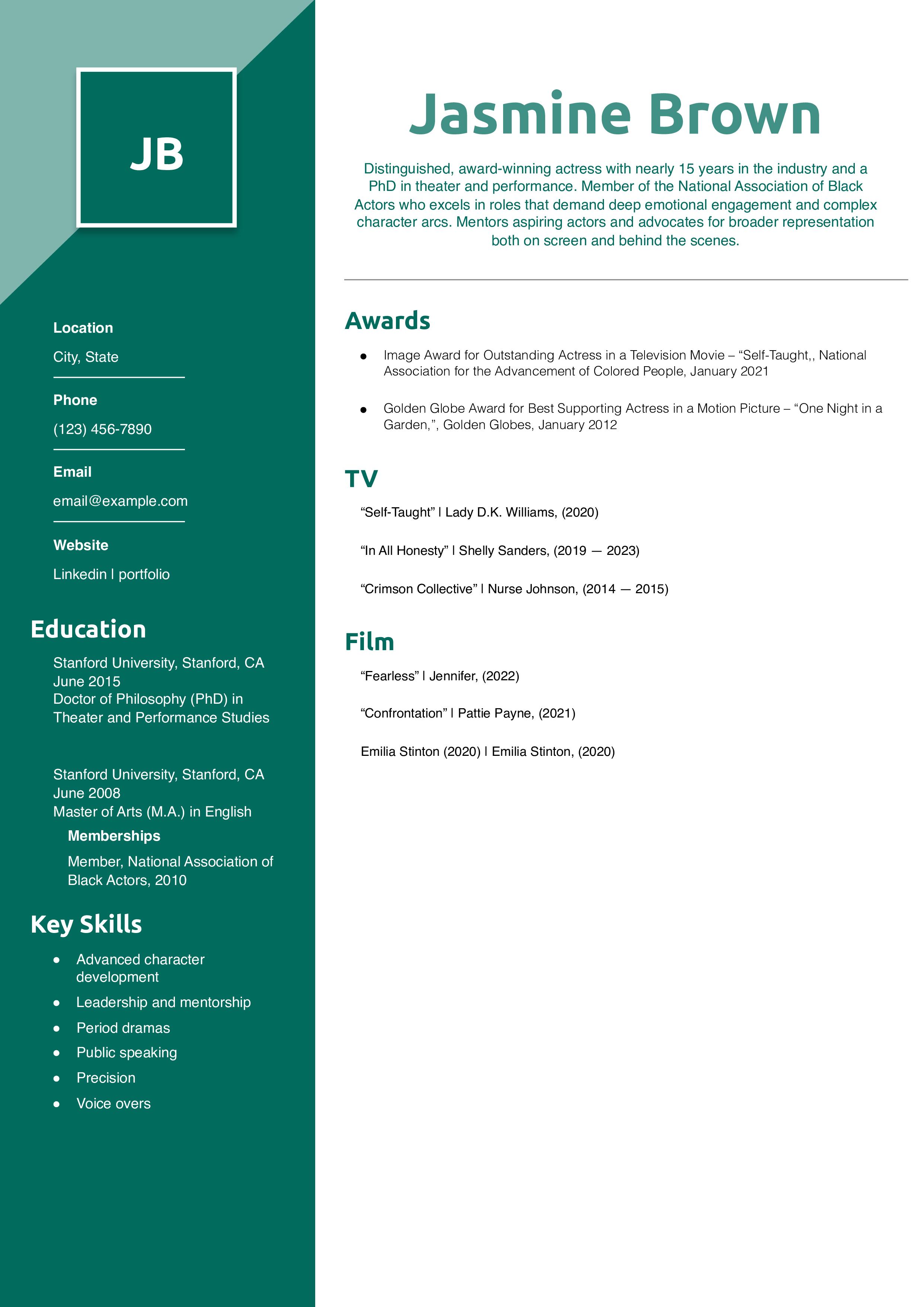 Experienced Acting Resume Templates®168极速赛车体彩官方网站