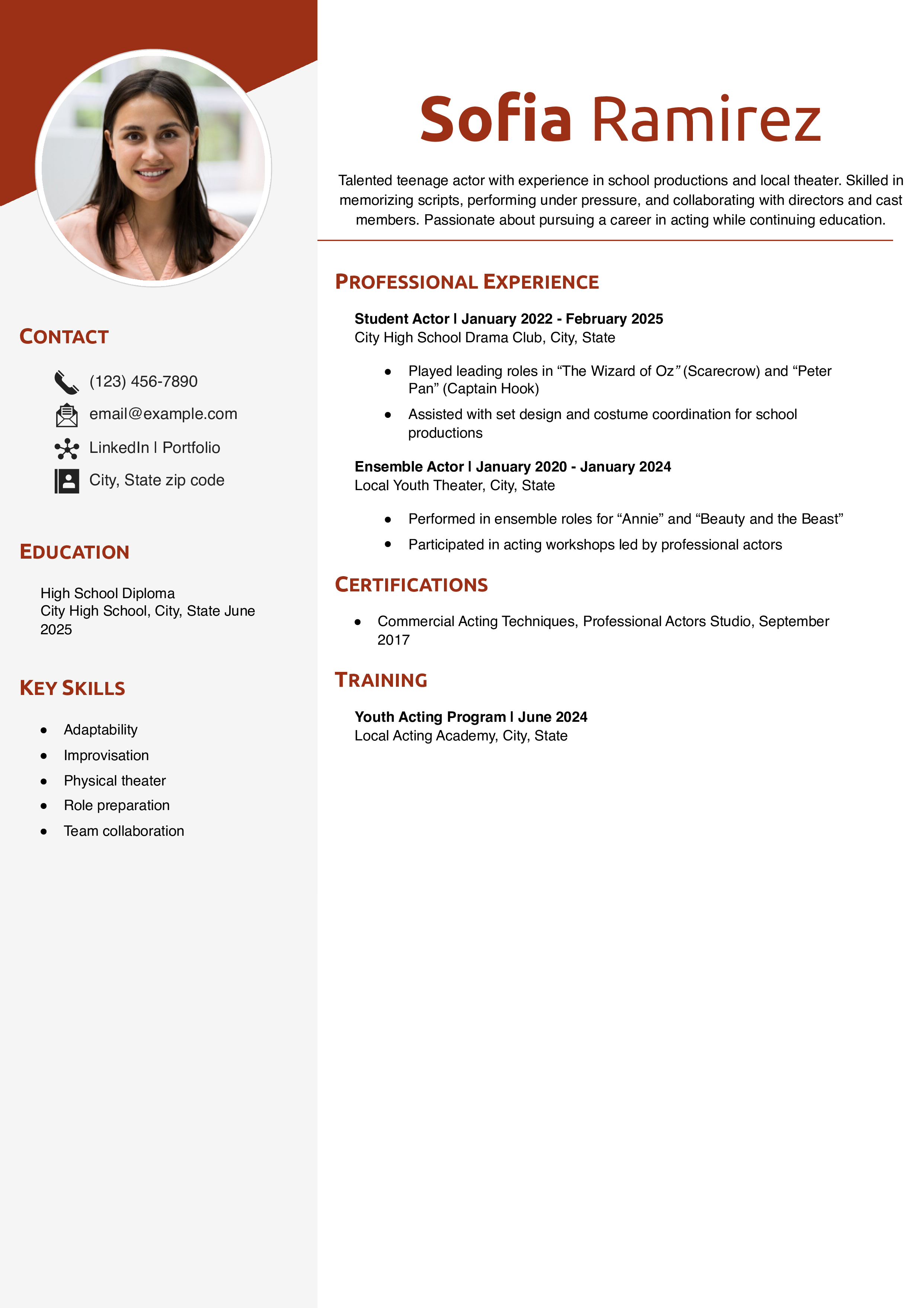 Teen Acting Resume Templates®168极速赛车体彩官方网站