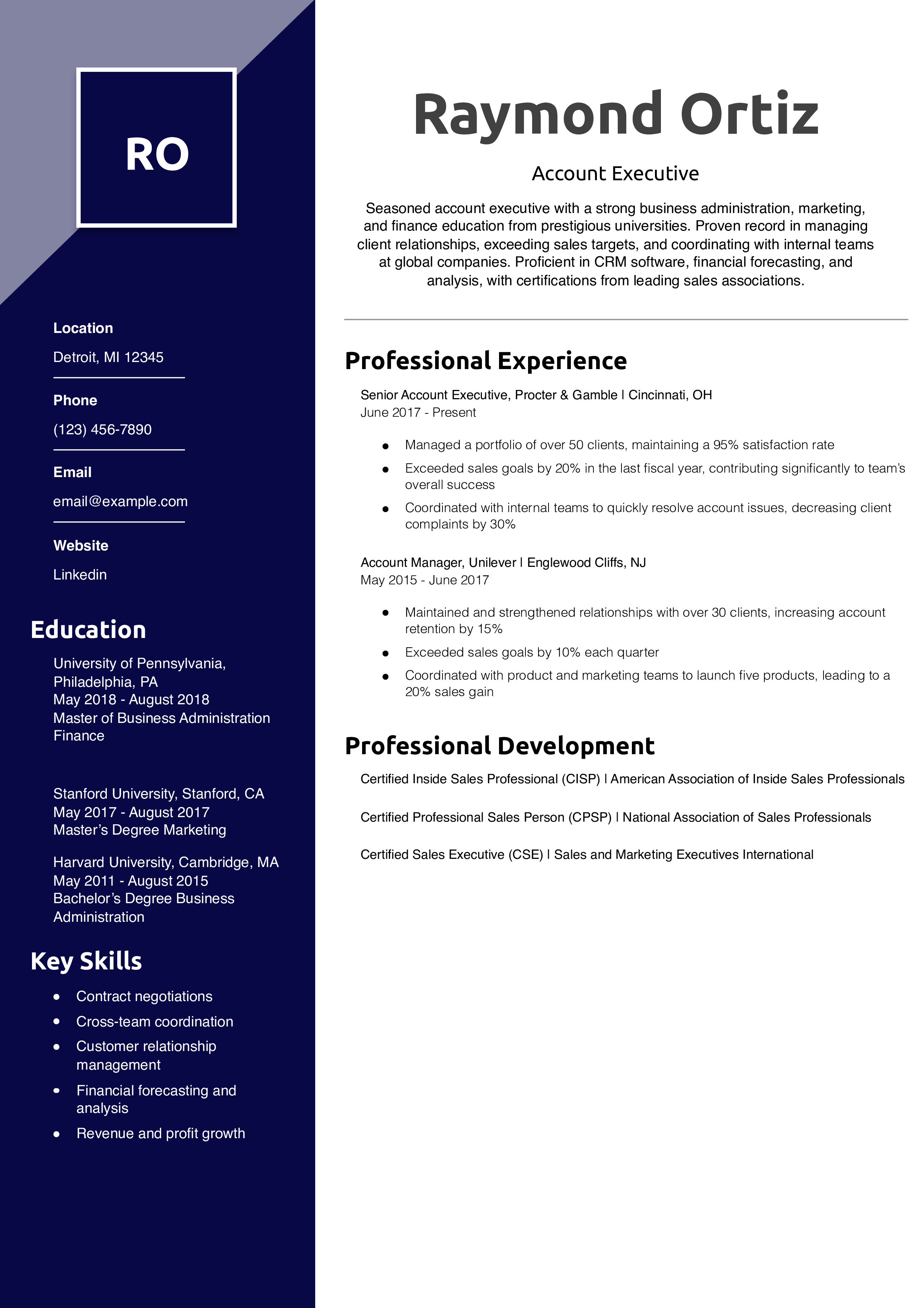 Account Executive Resume Templates®168极速赛车体彩官方网站