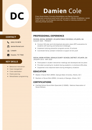 Prison Social Worker Resume Example