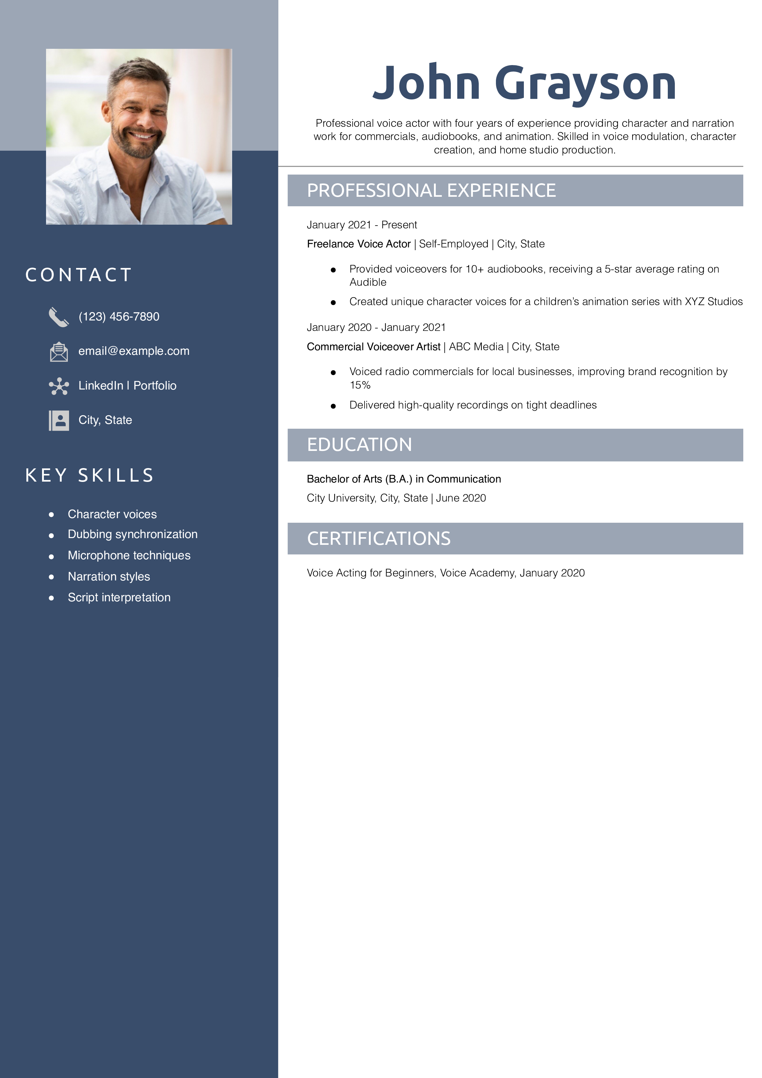 Voice Acting Resume Templates®168极速赛车体彩官方网站