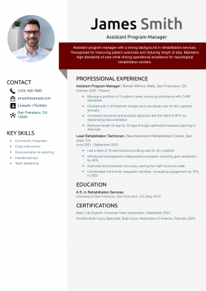 Assistant Program Manager Resume Example