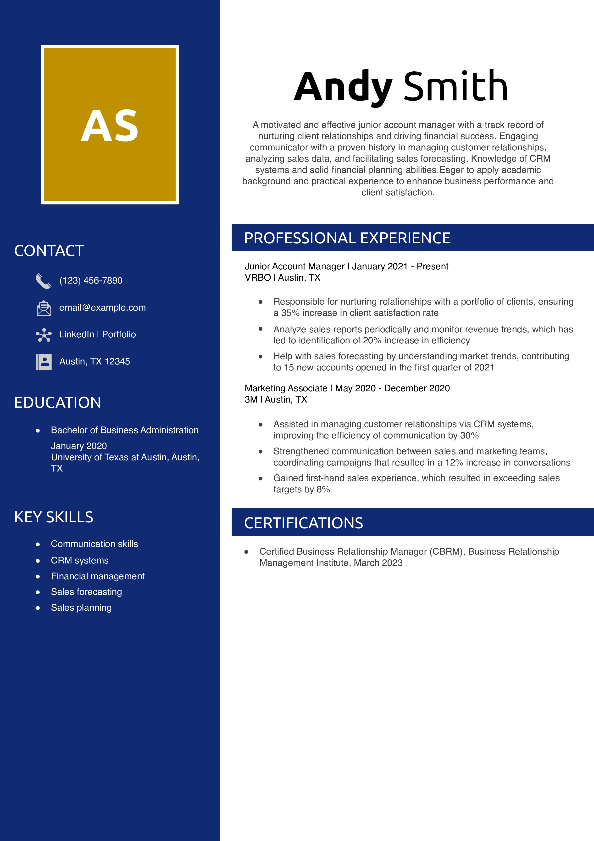 Entry-level Account Manager Resume Templates®168极速赛车体彩官方网站